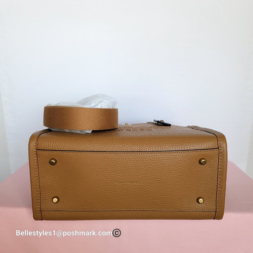 COACH Bubble Leather Cargo MEDIUM Tote w Webbing Strap- Honey Brown⭐ - Picture 8 of 16
